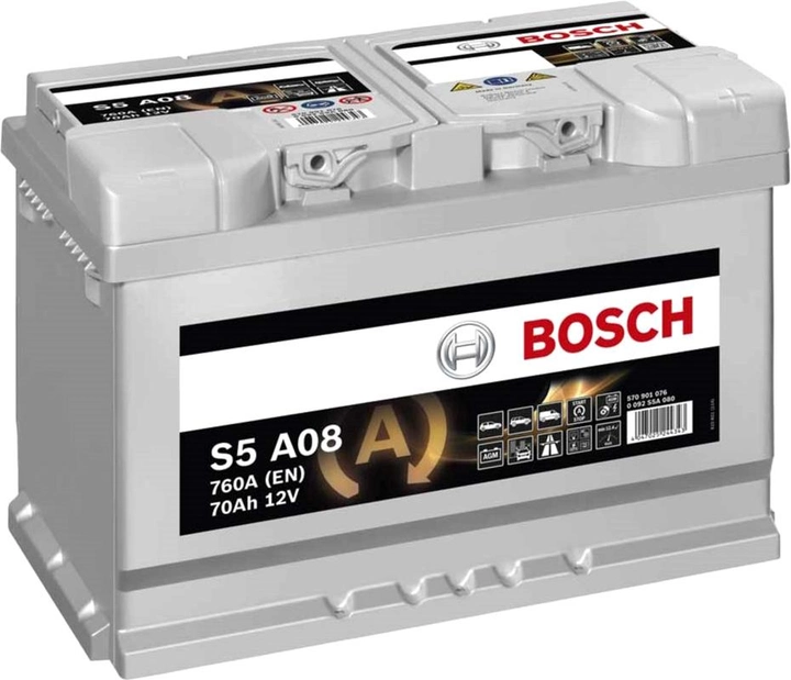 Акумулятор 70Ah-12v BOSCH AGM (S5A08) (278х175х190), R, EN 760